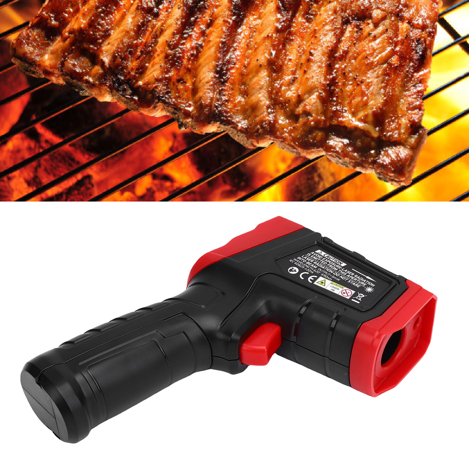 Infrarot-küchenthermometer, Abs-modell, 186 G, Lcd-display Mit Hochpräziser Messung (±2 %) Zum Kochen, Grillen, Für Fleisch, Zucker Und Zum Einfrieren