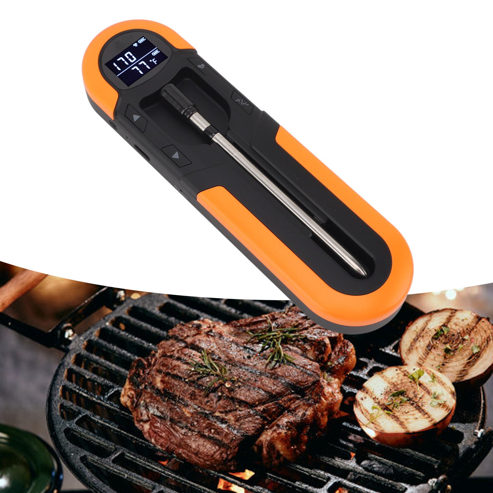 Bluetooth-fleischthermometer Mit Intelligentem Alarmtimer, Ip66, Magnetisch, 500-mah-akku Für Grill, Bbq, Backofen