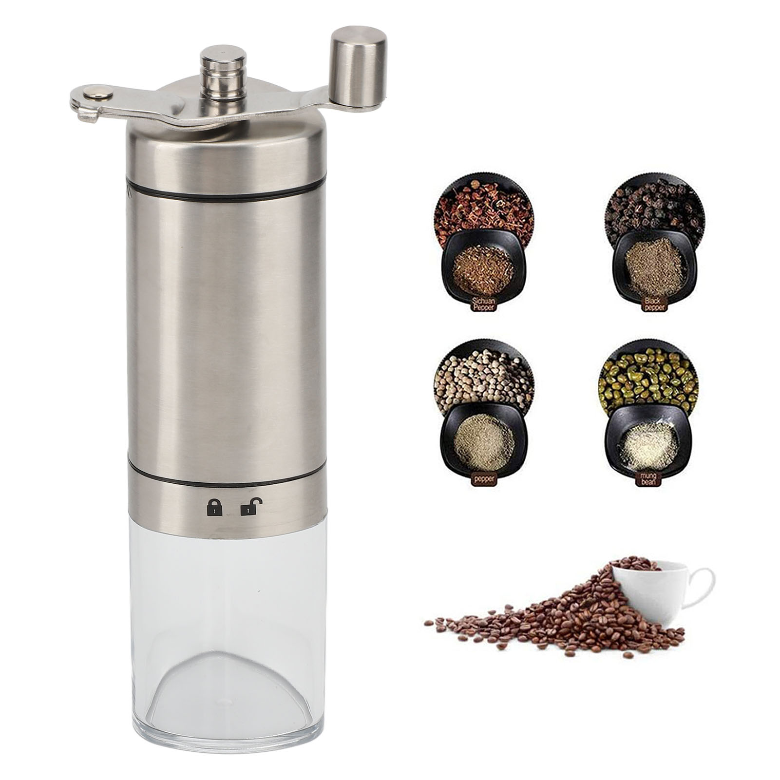 Manuelle Kaffeemühle – 40 G Mahlgrad – Edelstahl, Abs Und Keramik – Langlebig Und Benutzerfreundlich – Mahlgrad Einstellbar