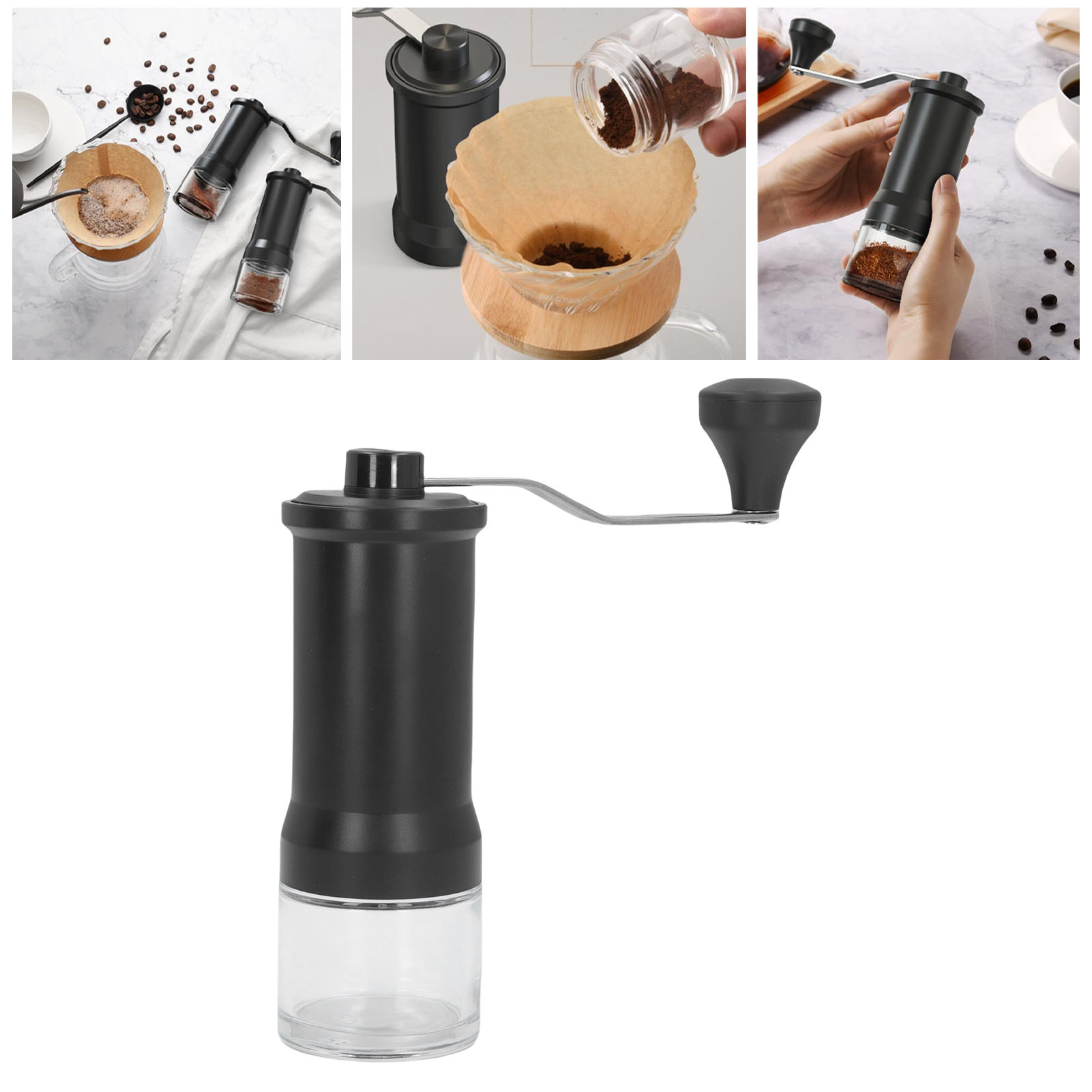 Manuelle Kaffeemühle Mit Keramik-kegelmahlwerk – Abs, Glas, 25 G Fassungsvermögen – Für Zuhause Und Unterwegs – Leicht Zu Reinigen
