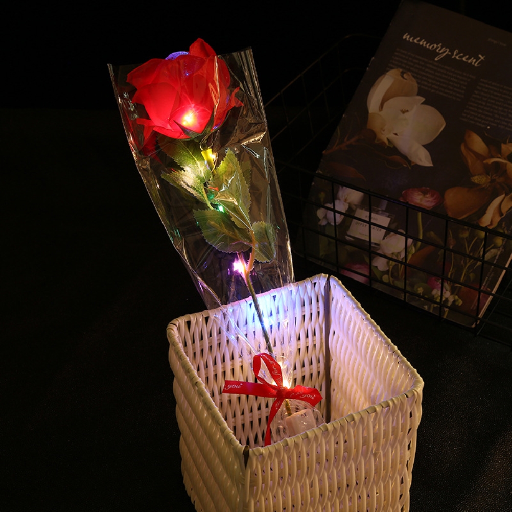 Strauß Aus 4 Künstlichen Led-rosen, Rot, Rosa, Blau, Champagnerfarben, 38 Cm Hoch, Romantisches Geschenk Für Partys Und Als Dekoration Für Zuhause