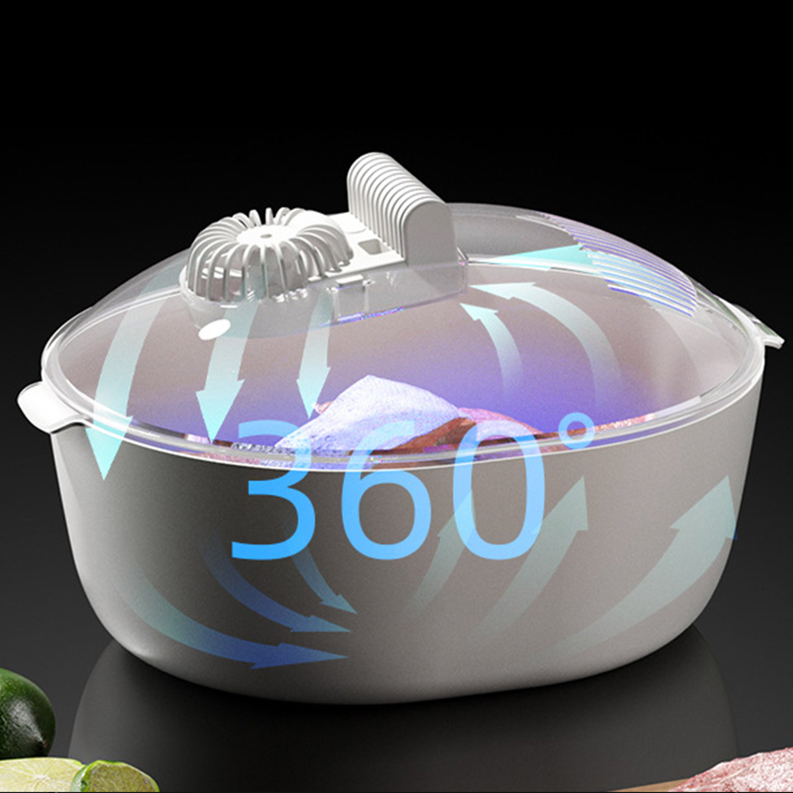 Ultimatives Auftaublech: Gefrorener Fleischblock, Uv-technologie, Großes Fassungsvermögen Von 323 Mm, 2 Timer-einstellungen (15/30 Min.), Usb-ladeanschluss, 1200-mah-akku, Abs