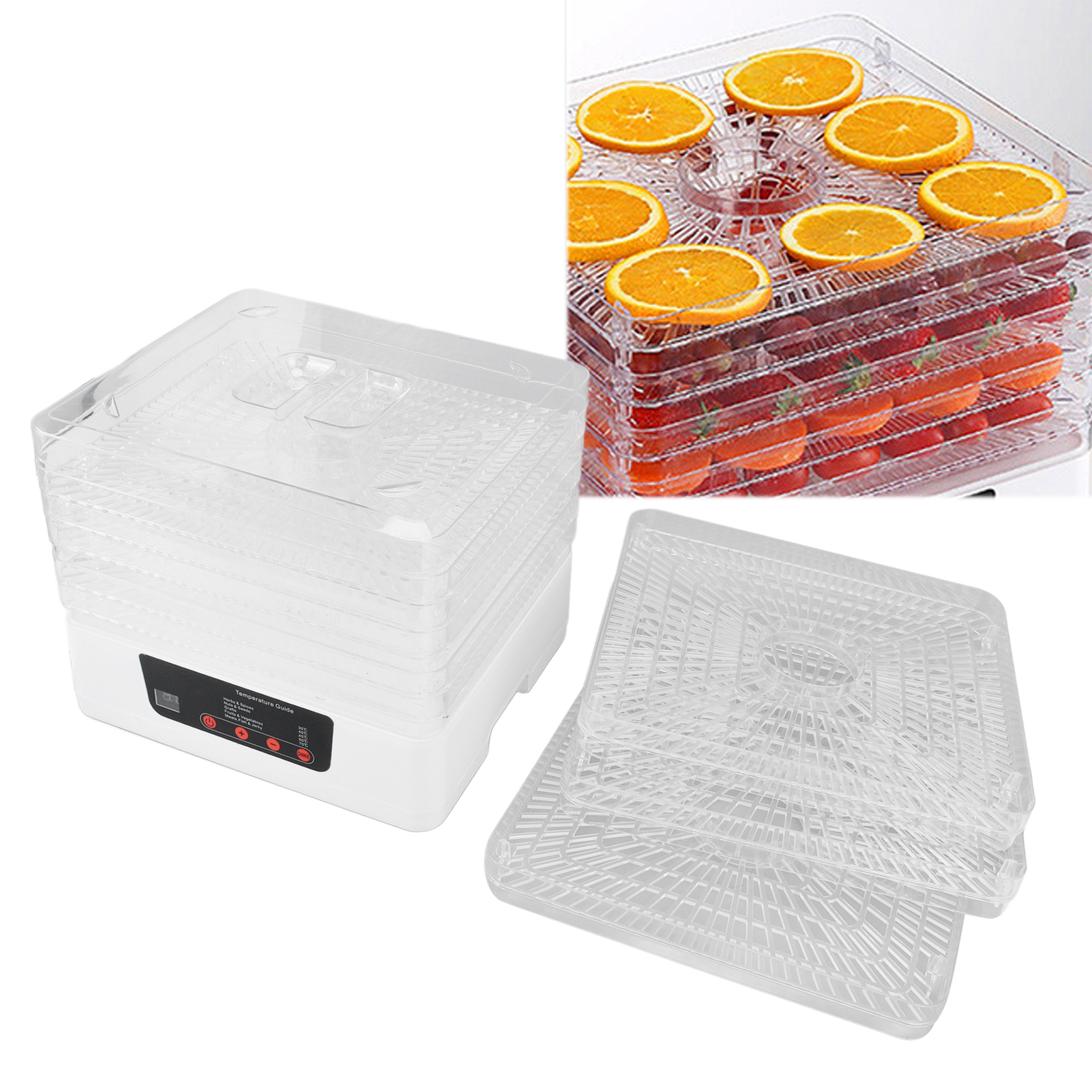 Elektrischer Dörrautomat Für Obst Und Gemüse, 8-stufig, Edelstahl, Wendbar, 350 W, Weißstahl, Automatische Abschaltung, Gleichmäßiges Trocknen Von Obst, Fleisch Und Kräutern