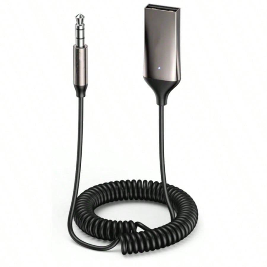Bluetooth 6.0-klinkenadapter Für Auto, 3,5-mm-aux-receiver Und Usb Für Autoradio-lautsprecher, Verstärker, Lautsprecher, Freisprechen (dunkelgrau)