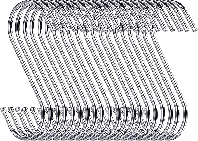 Packung Mit 20 Robusten S-förmigen Haken, 9 Cm Für Küche, Badezimmer, Schlafzimmer Und Büro (silber)