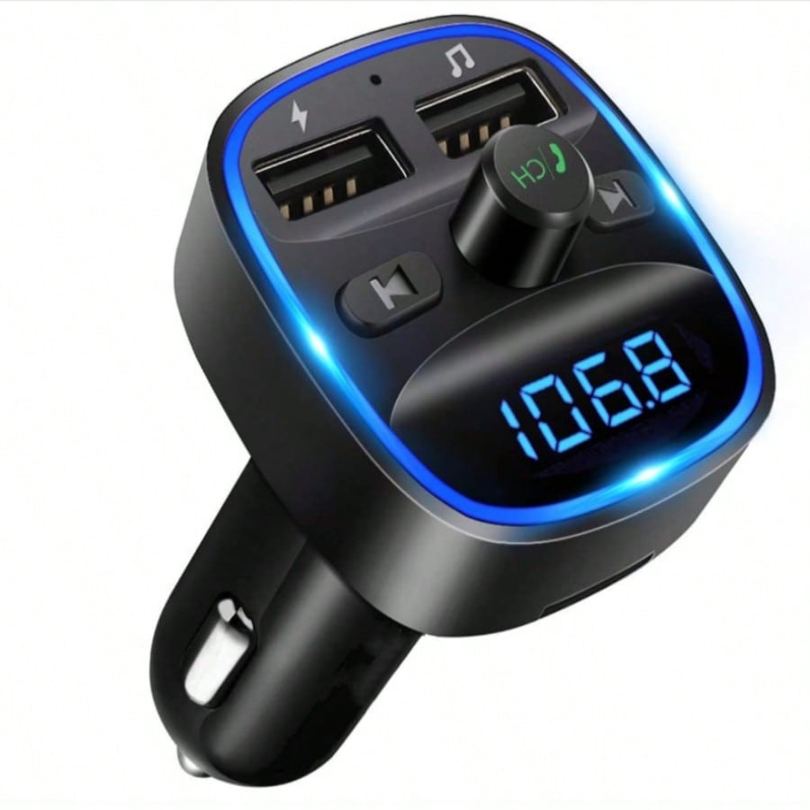 Bluetooth-auto, Fm-transmitter, Mp3-player, Kabelloses Radio-adapter-set, Auto-fm-transmitter-ladegerät Für Freisprechanrufe Mit 2 Usb-anschlüssen 5 V/2,4 A, 1 A, Unterstützt Sd-karte/usb-flash-laufwe