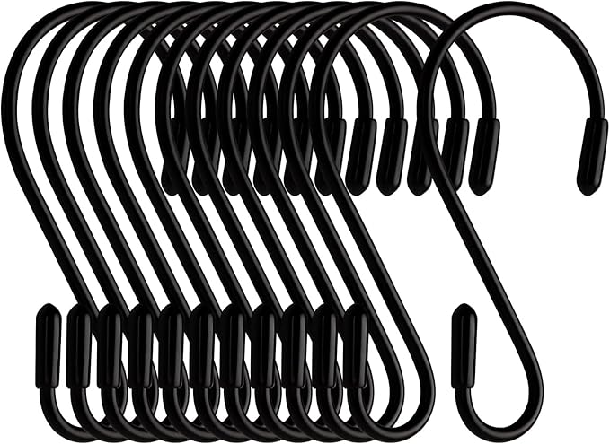 Packung 12 Schwarze S-haken, 8 Cm, S-förmig Aus Metall Für Kleidung, Küchenutensilien, Werkzeuge, Gartenartikel