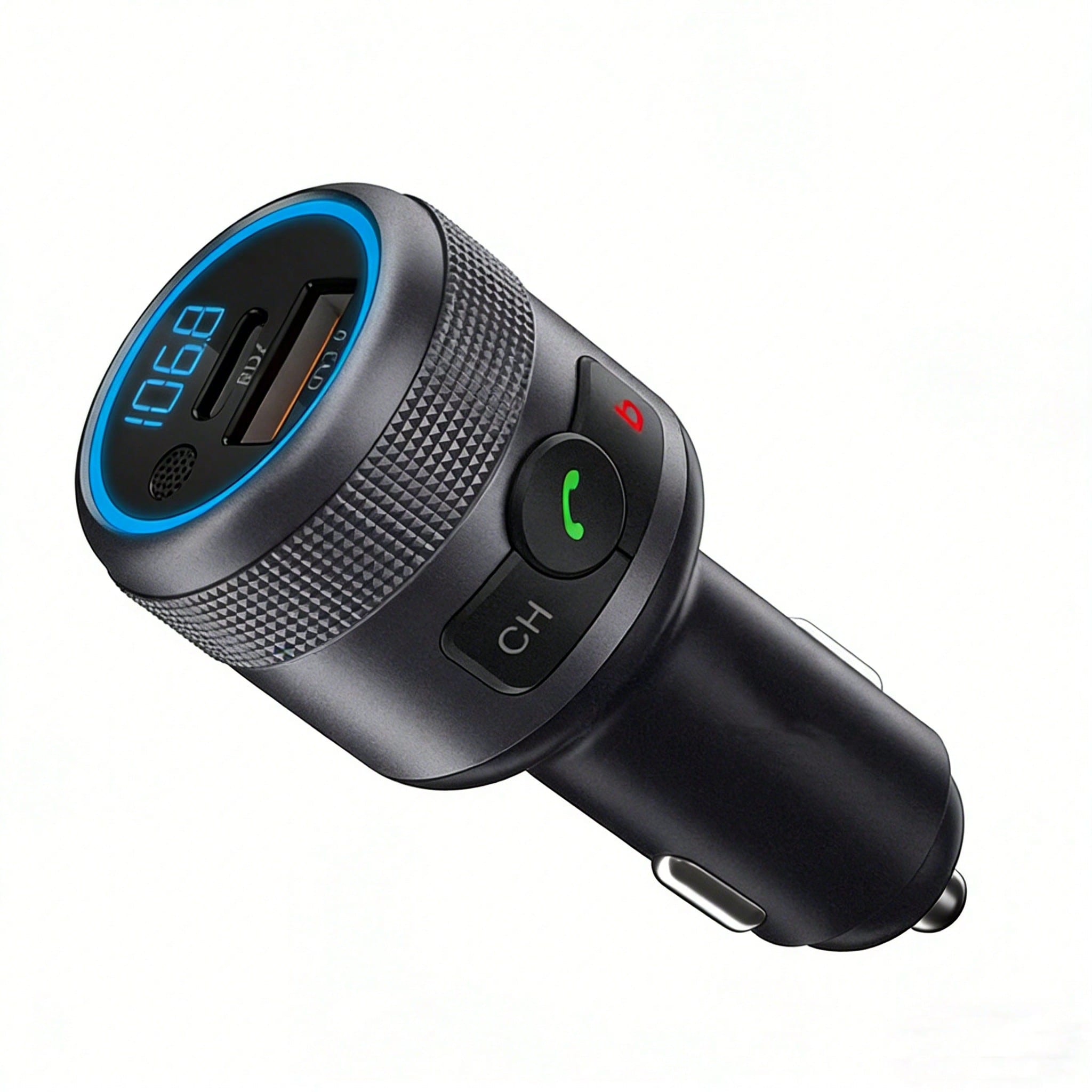 Auto-fm-transmitter, Bluetooth 5.3-adapter, Metall, 2 Schnellladeanschlüsse (pd 30 W + Qc3.0 18 W), Kabelloses Radio, Bass-sound, Freisprechanrufe, Led-bildschirm, Usb-stick, 12 V/24 V