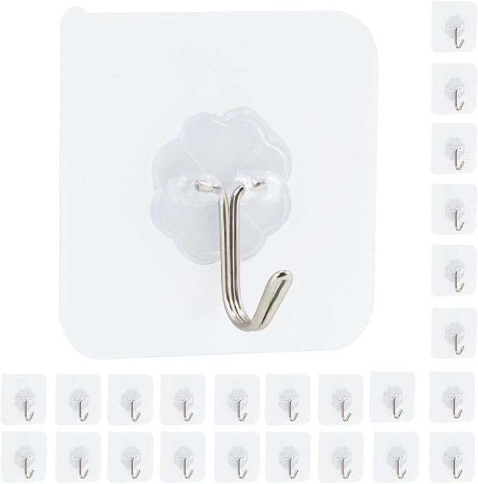24 Transparente, Rückstandsfreie Klebehaken Für Wand, Handtuchhalter, Tafel, Decke Und Küche – Hält Bis Zu 10kg