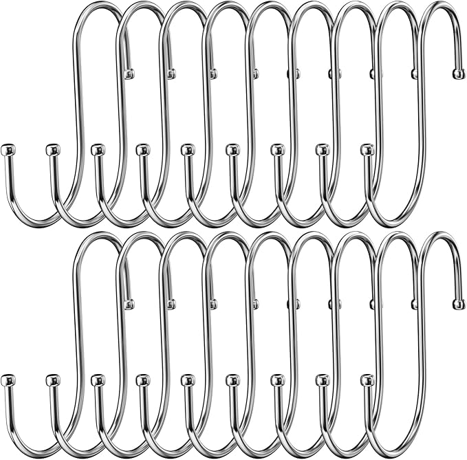 Packung 18 S-haken Aus Edelstahl, Robuster Doppelhaken Aus Metall Zum Aufhängen Von Tassen, Kleidung, Töpfen Und Schüsseln, Geeignet Für Küche, Bad, Garten, Schrank