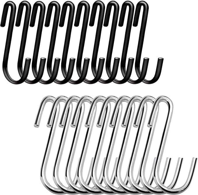 Robuste S-förmige Haken, 6 Cm Für Küche, Badezimmer, Schlafzimmer Und Büro (50 Schwarz, 50 Silber)