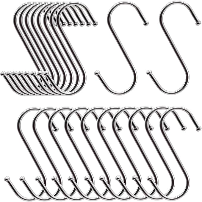 Kleine S-haken (20 Stück), Multifunktionale Metallhaken Für Küche, Badezimmer, Schlafzimmer, Büro, Garten (silber) (klein)