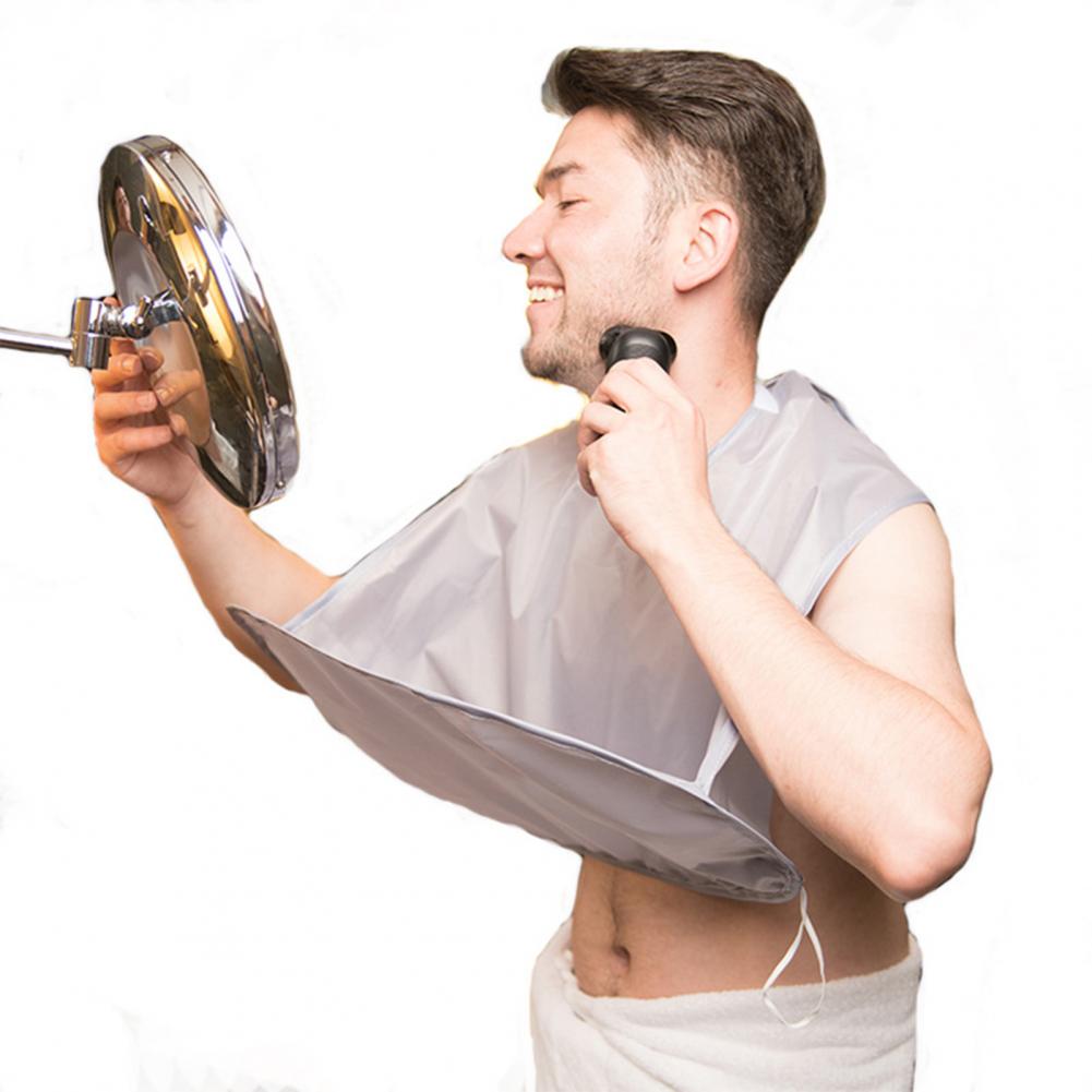 Stereoskopische, Faltbare Herren-rasierschürze, Praktischer, Universeller Friseurumhang Aus Polyester In Regenschirmform Für Das Badezimmer, Silbergrau