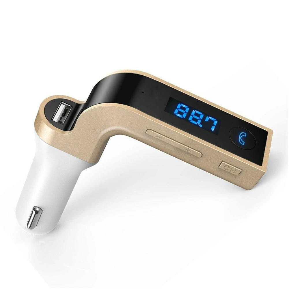 Drahtloser Fm-auto-transmitter, Audio-empfänger, Bluetooth-kompatibel, Freisprecheinrichtung, Mp3-player, Usb-schnellladegerät, Stylisches Zubehör (gold)
