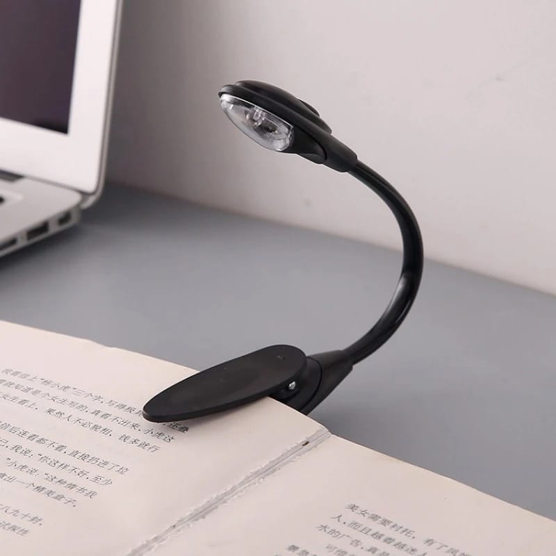 1 Stück Mini-flexible Clip-on-buchlampe Mit Beleuchtung, Laptop-leselampe Mit Weißer Led, Tragbare Led-minilampe, Schwarz