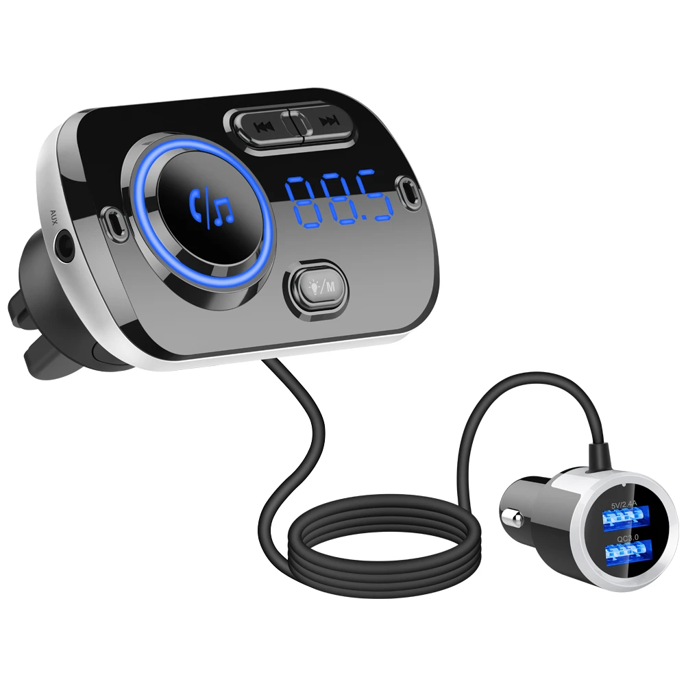 Kabelloser Fm-autosender, Freisprecheinrichtung, Bluetooth 5.0, Lcd-display, Mp3-player, Usb-anschluss, Schnellladefunktion, Autozubehör, Qc3.0