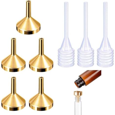 Set Aus 5 Kleinen Metalltrichtern Mit 3 Mini-pipetten Zum Abfüllen Und Dosieren Von Flüssigkeiten Für Kleine Parfümproben Und Kosmetikemulsionen