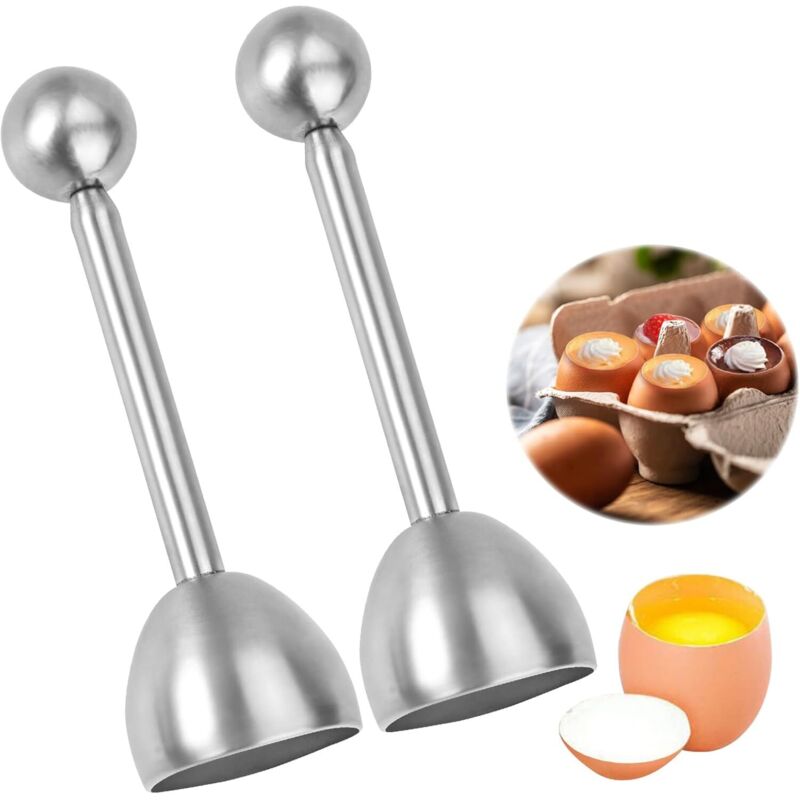 Set Mit 2 Eieröffnern Aus Edelstahl, Eierschneider, Eierschalenöffner, Eieröffner, Ausstecher Für Weichgekochte Eier