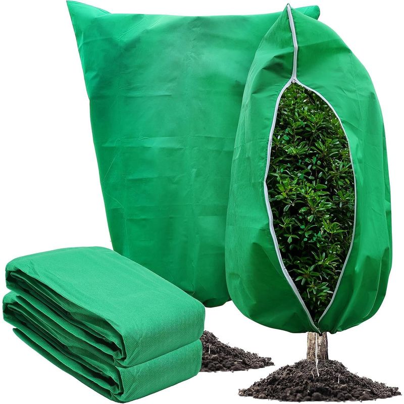Set Mit 2 Winter-pflanzenschutzhüllen, 120 X 180 Cm, Große Größe, Atmungsaktiv, Reißfest, Wiederverwendbar, Mit Kordelzug, Grün (120 X 180