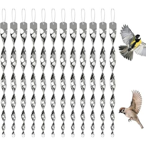 Set Mit 12 Vogelabwehrartikeln, Windspiel, Reflektierend, Gegen Schwalben, Gegen Vögel, Balkon, Windspirale, Zur Krähenabwehr (silber) 30 Cm