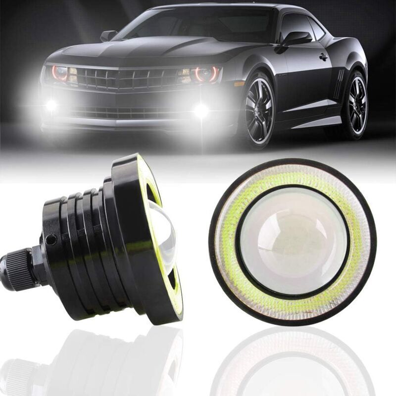 Ulisem 2er-pack Superhelle 3" 12v 10w Cob Weiße Universal-led-nebelscheinwerfer Mit Halo-angel-eyes-ringen Für Motorräder