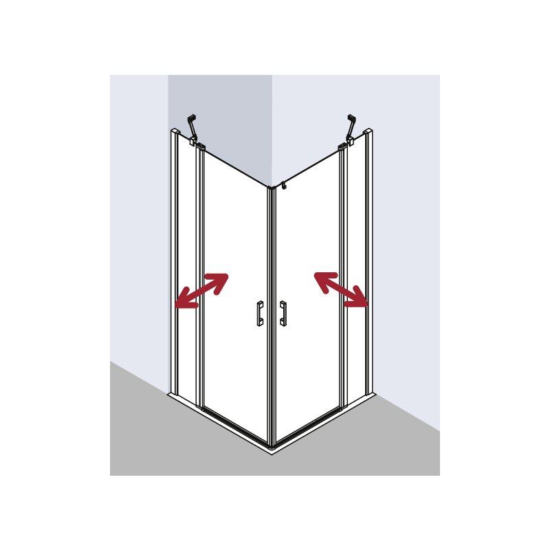 Kermi - Liga Eck-halbteil Rechts Epr 1030 X 2000mm Silber Mattglanz Esg Klar