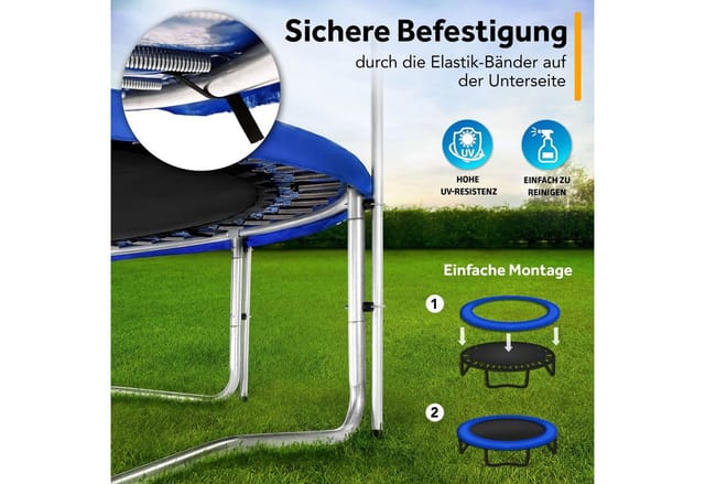 Kiduku - Trampolin Randabdeckung Blau Ø244 Cm Federabdeckung Reißfest Randschutz