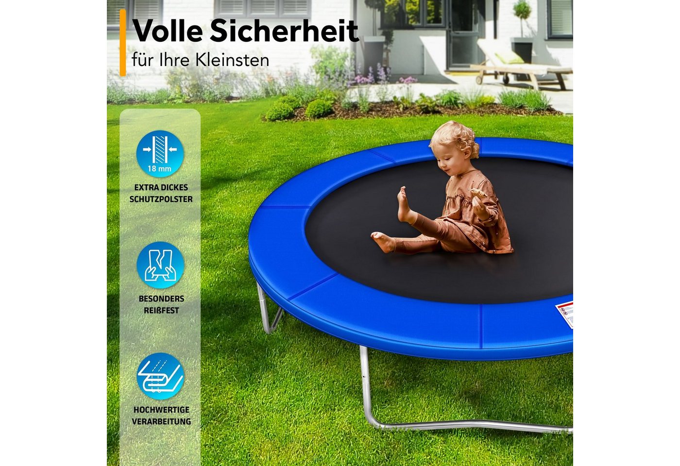 Kiduku - Trampolin Randabdeckung Blau Ø244 Cm Federabdeckung Reißfest Randschutz Bild 3