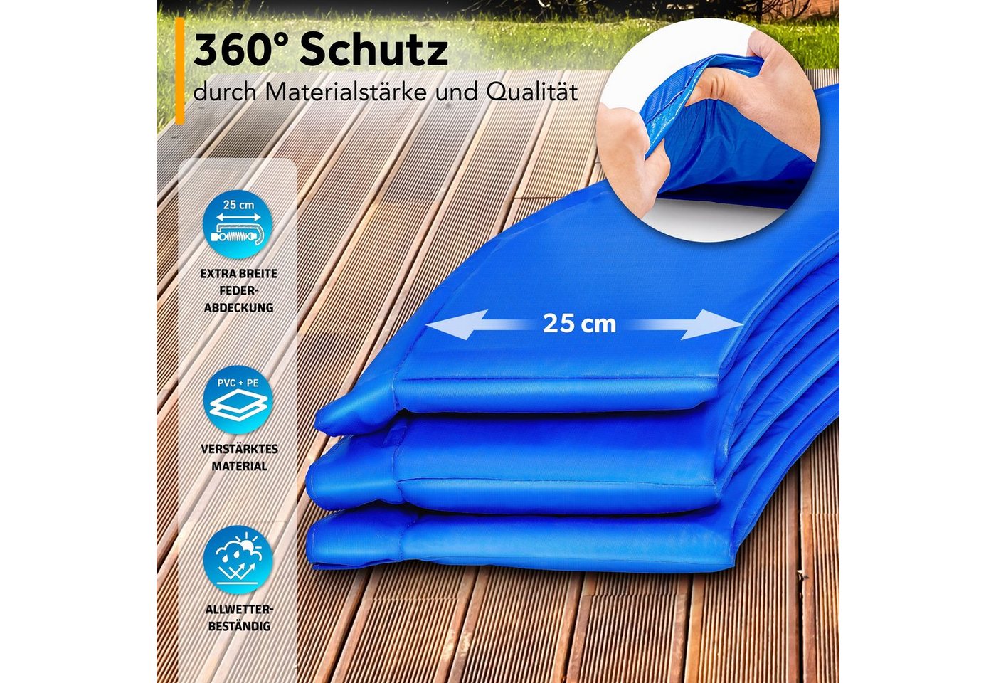 Kiduku - Trampolin Randabdeckung Blau Ø244 Cm Federabdeckung Reißfest Randschutz Bild 5