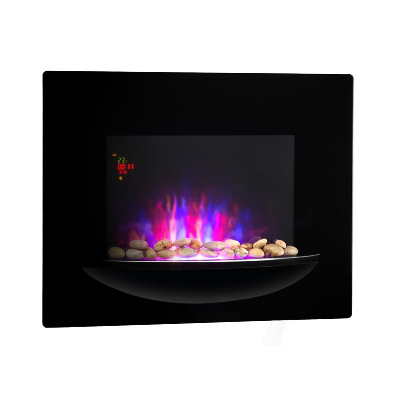 Klarstein - Feuerschale Elektro-wandkamin 1800w Flammenillusion Dekosteine Schwarz