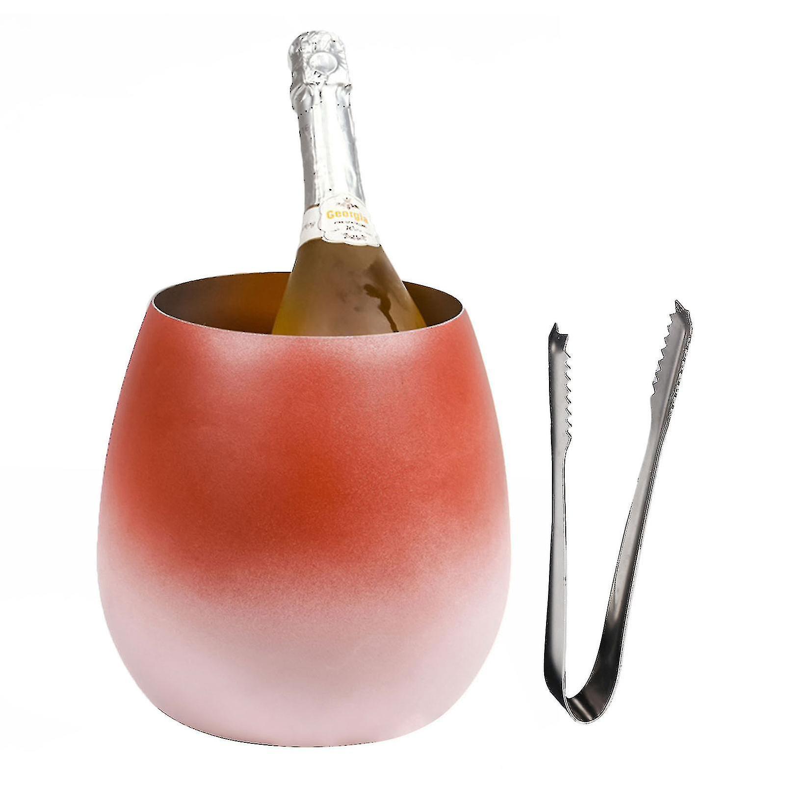 Eisgekühlter Champagnerkühler In Eierschalenform, Aus Robustem Metall, 5 L, In Kreativem Farbverlauf Aus Edelstahl – Rosa