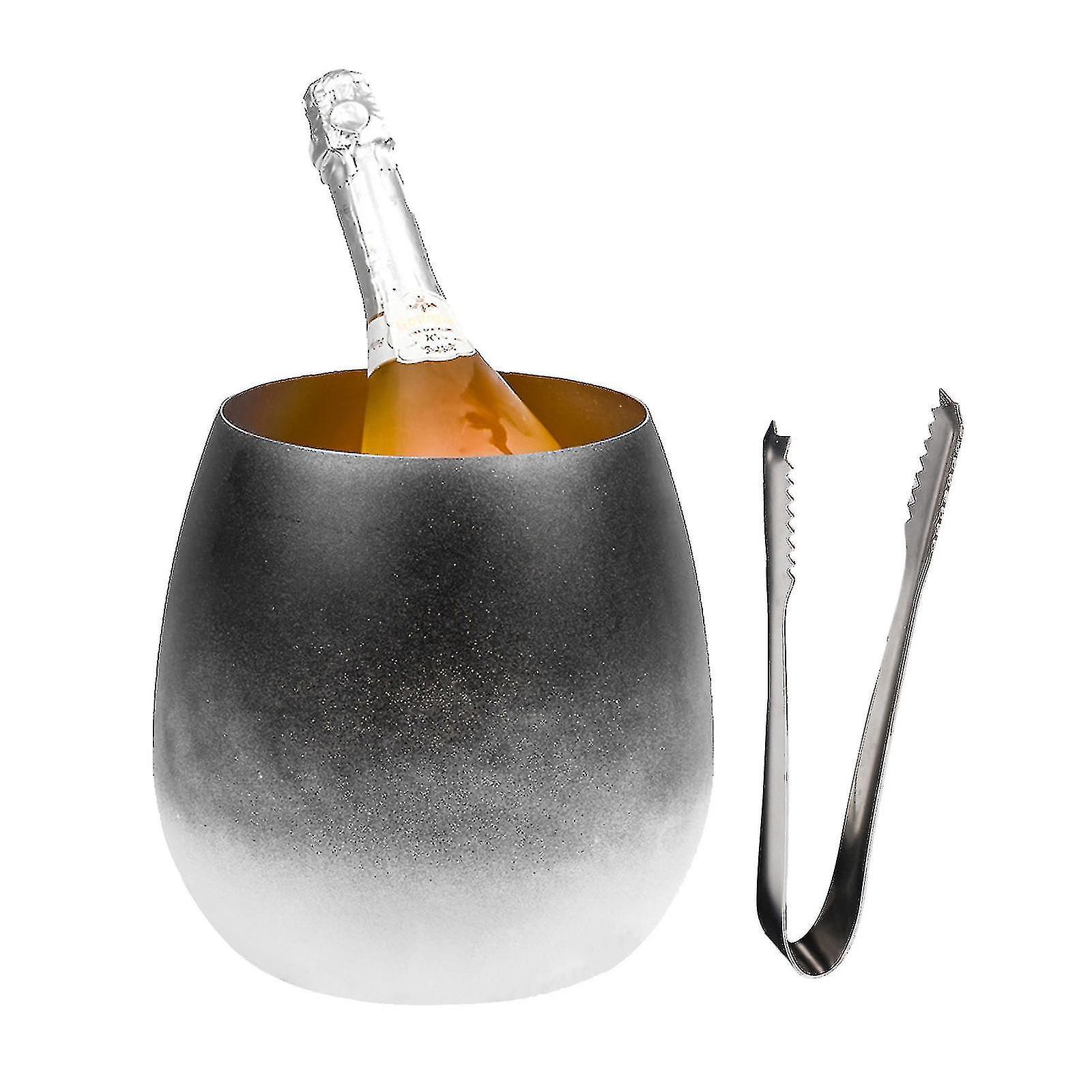Eisgekühlter Champagnerkühler In Eierschalenform, Aus Robustem Metall, 5 L, Kreativer Farbverlauf Aus Edelstahl – Weiß