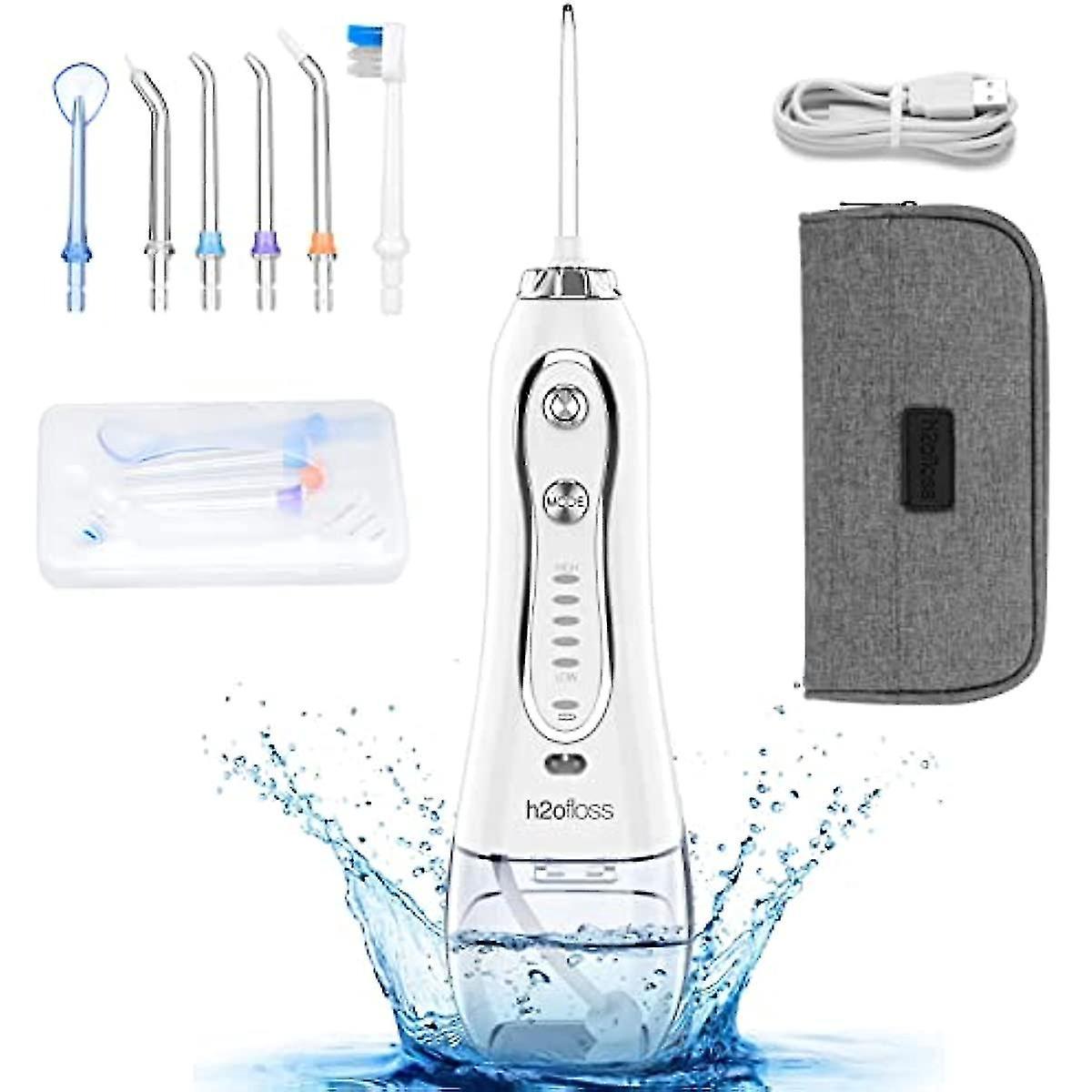 H2ofloss Professionelle Kabellose Munddusche – Tragbar Und Wiederaufladbar, Wasserdicht (ipx7), Zur Zahnreinigung, 300 Ml