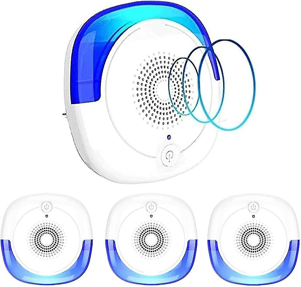 Set Mit 4 Ultraschall-schädlingsbekämpfern, Elektrisches Insektenabwehrgerät Für Den Innenbereich, Wehrt Mücken, Kakerlaken, Fliegen Und Mäuse Ab, 100% Sicher Und Ungiftig.
