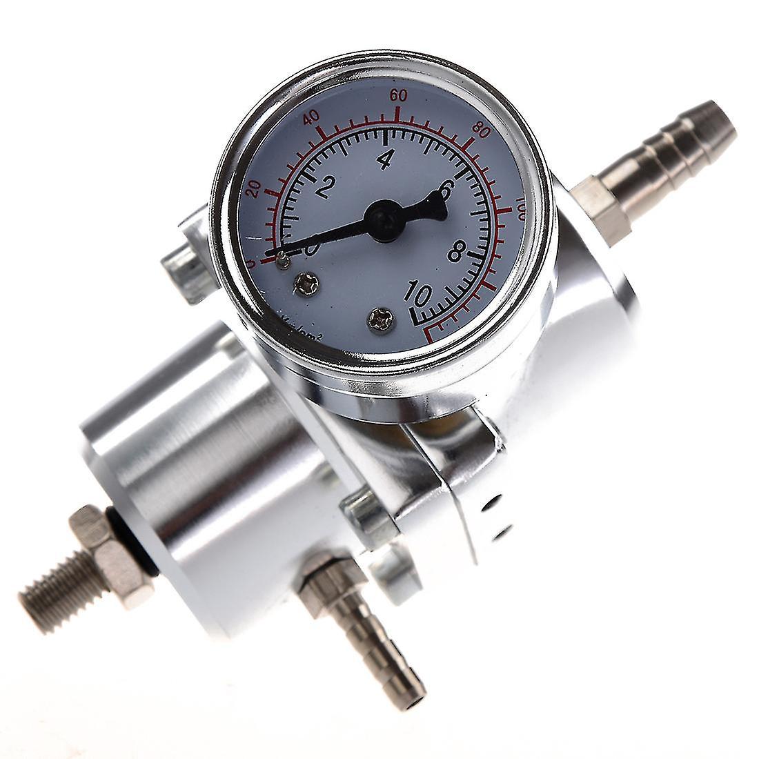 Einstellbarer Universeller Kraftstoffdruckregler Für Autos Mit Manometer, Silber