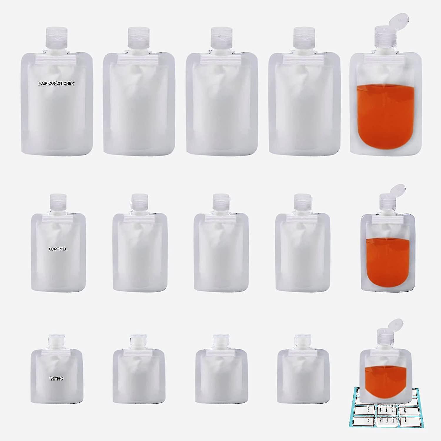 Packung Mit 15 Leeren, Wiederbefüllbaren, Quetschbaren Reisebeuteln Für Flüssigkeiten (30 Ml/50 Ml/100 Ml)