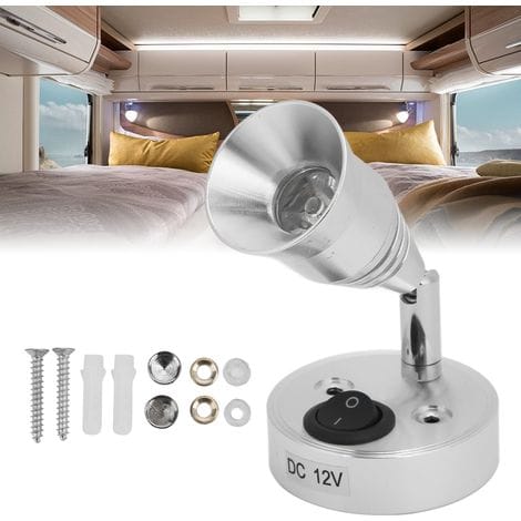Flexible 12v 3w Led-leselampe Für Wohnmobil, Auto, Boot, Mit Schalter – Reinweißes Licht, Silbernes Gehäuse