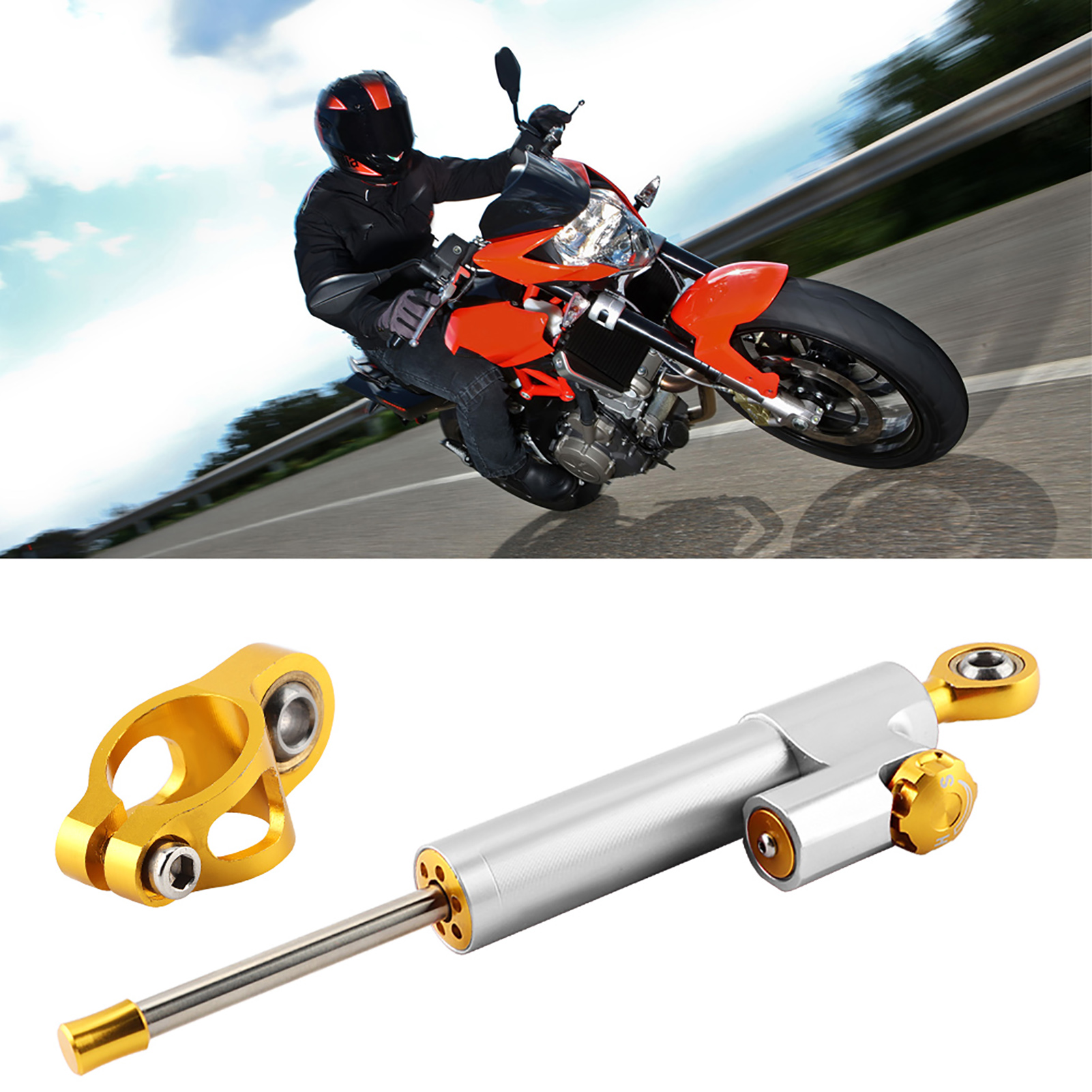 Universeller Motorradlenker-lenkerdämpfer Aus Aluminiumlegierung, Sicherheitsstabilisator (silber)