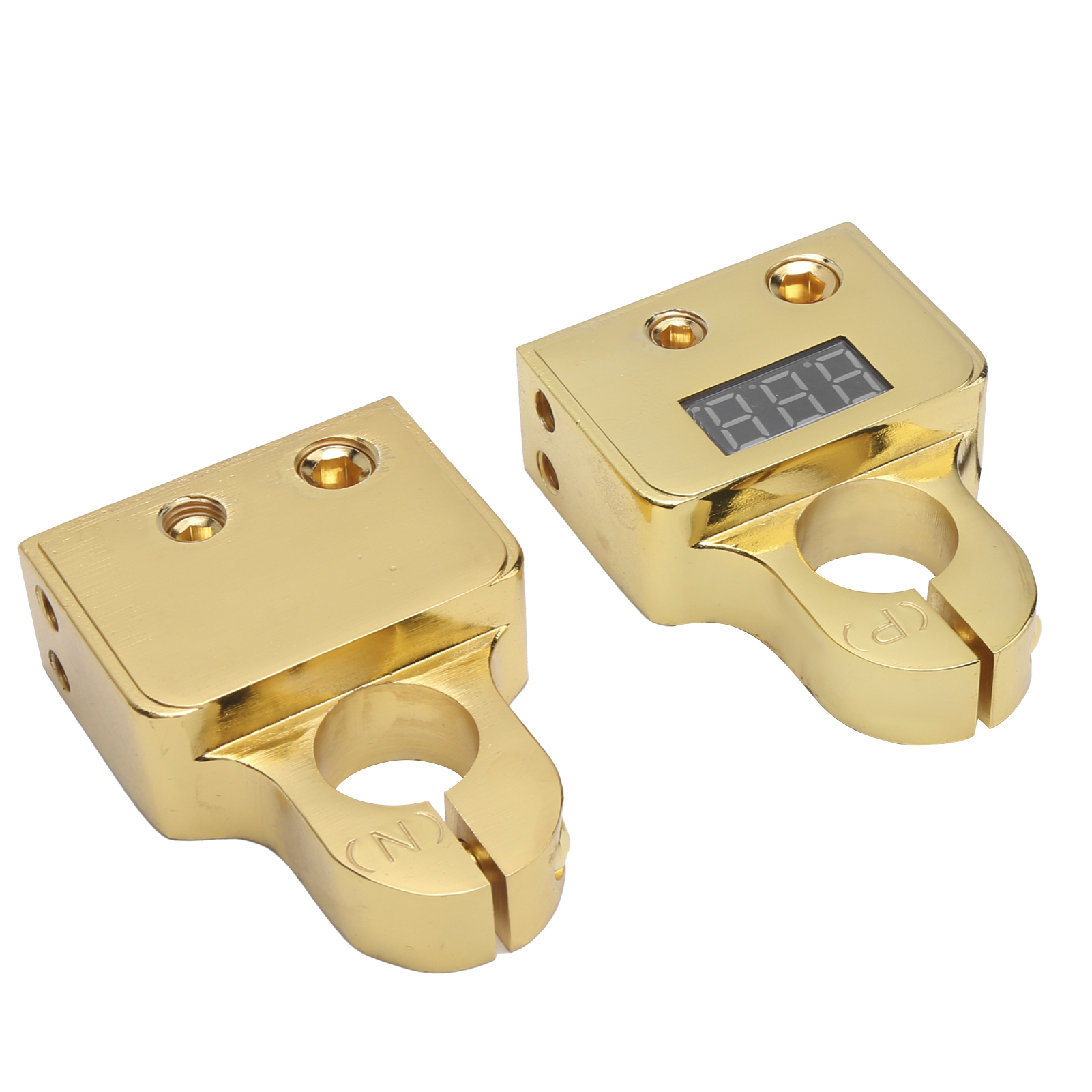 Batterieklemmen-anschlussset Mit Digitalvoltmeter, Kompatibel Mit 0/4/8/10 Awg, Golddisplay
