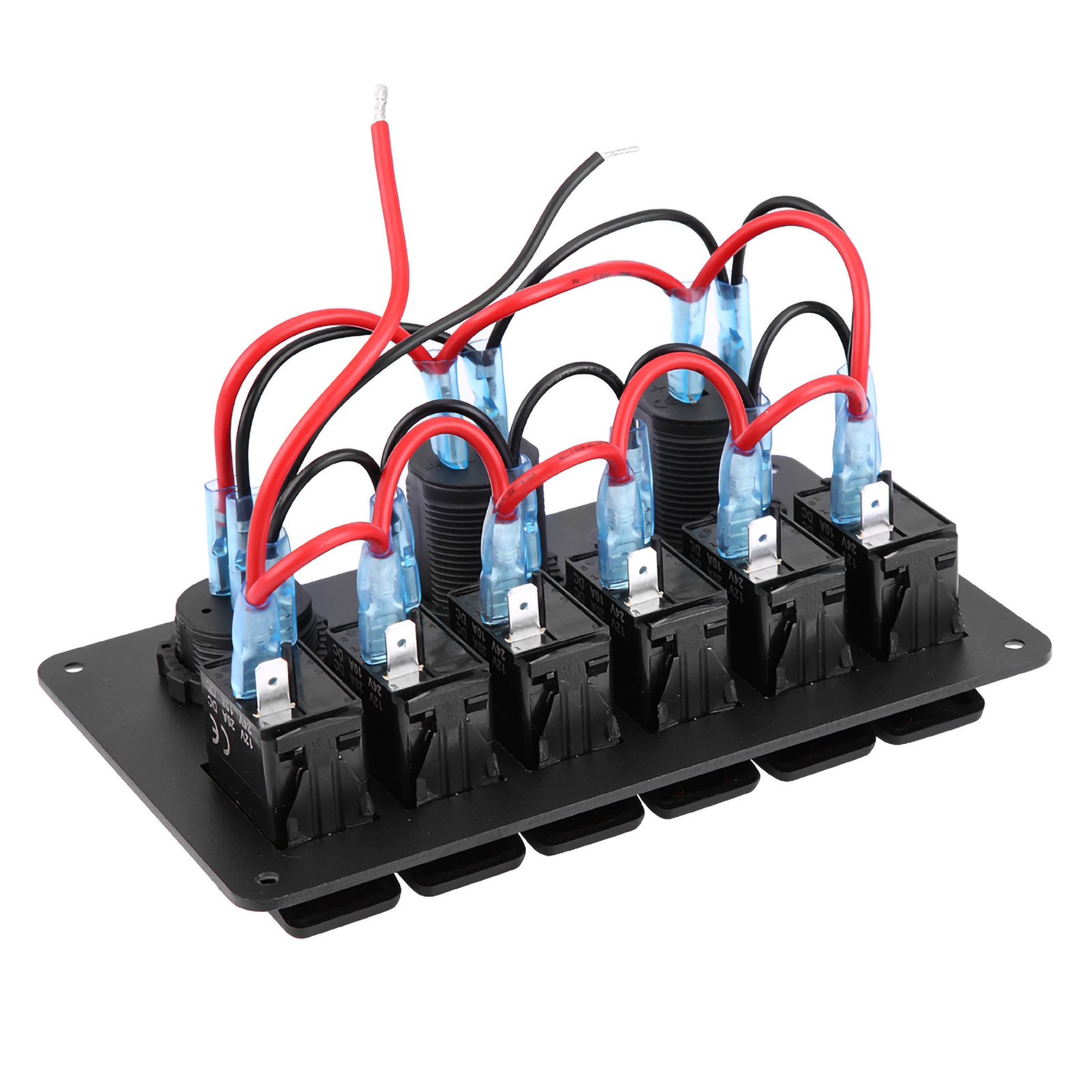 6-schalter-led-bedienfeld 12v/24v Mit Zwei Usb-anschlüssen, Voltmeter Und Zigarettenanzünder, Orange, Für Auto/boot