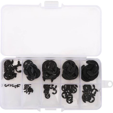 Eclip Sicherungsring-set, Schwarzer Manganstahl, Offene Sicherungsringe, Größe 1,5–10 Mm, Verpackt
