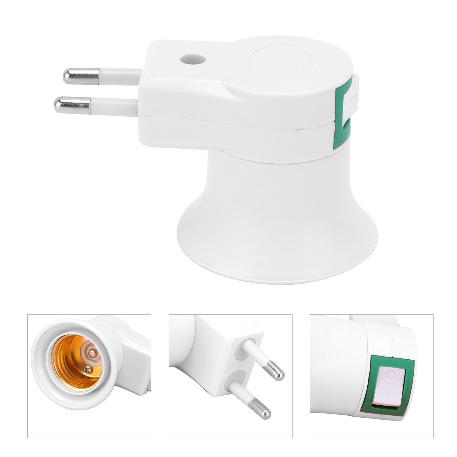 E27 Lampenfassung Mit Schalter, 2 Stück, Schraubsockel Aus Pvc, 220-v-eu-stecker