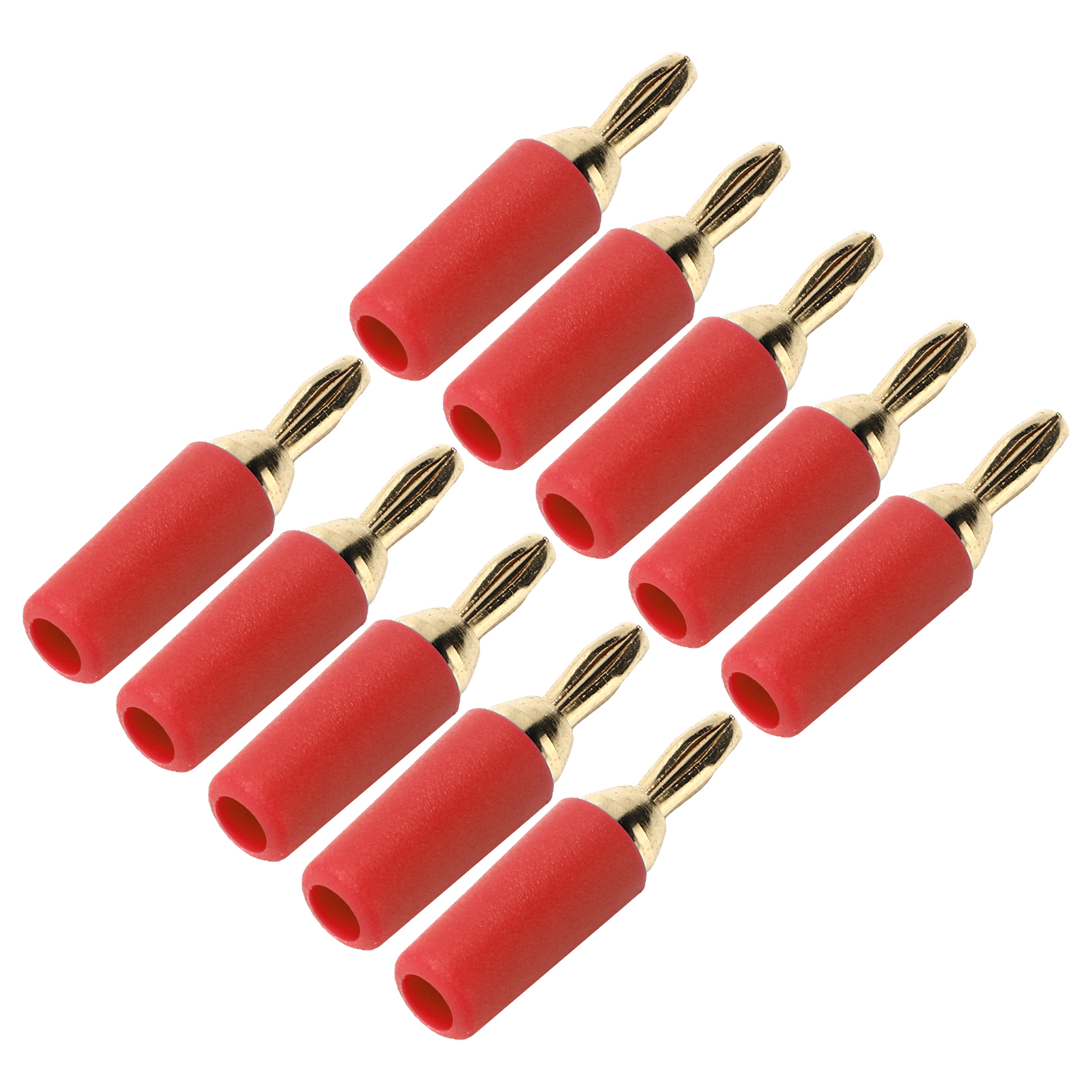 10 Stück 2,5 Mm Vergoldete Bananenstecker Aus Messing (stecker) Für Lötzubehör, Rot