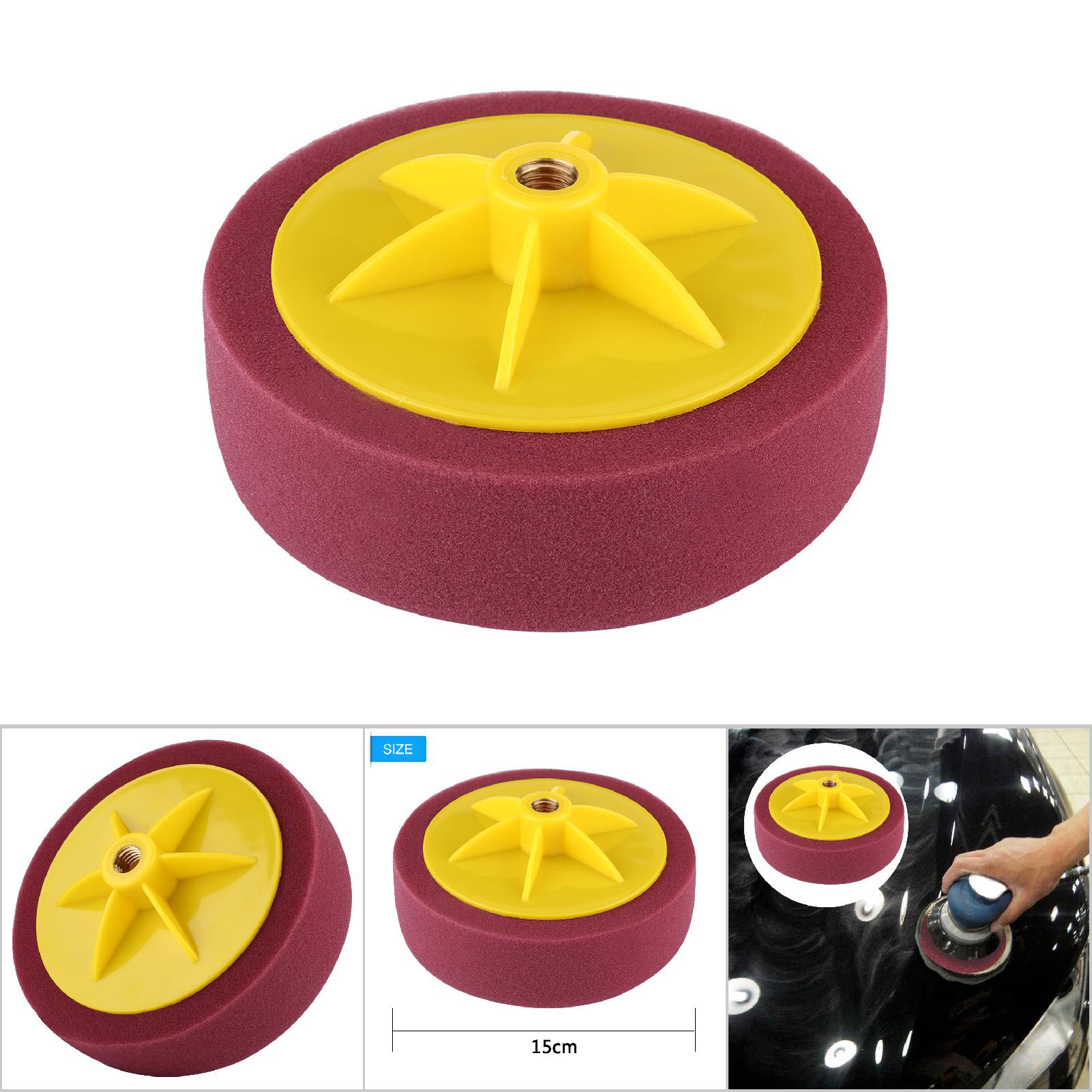 6-zoll/15 Cm Autopolier- Und Wachsset Mit Schwammscheibe, Weinrot
