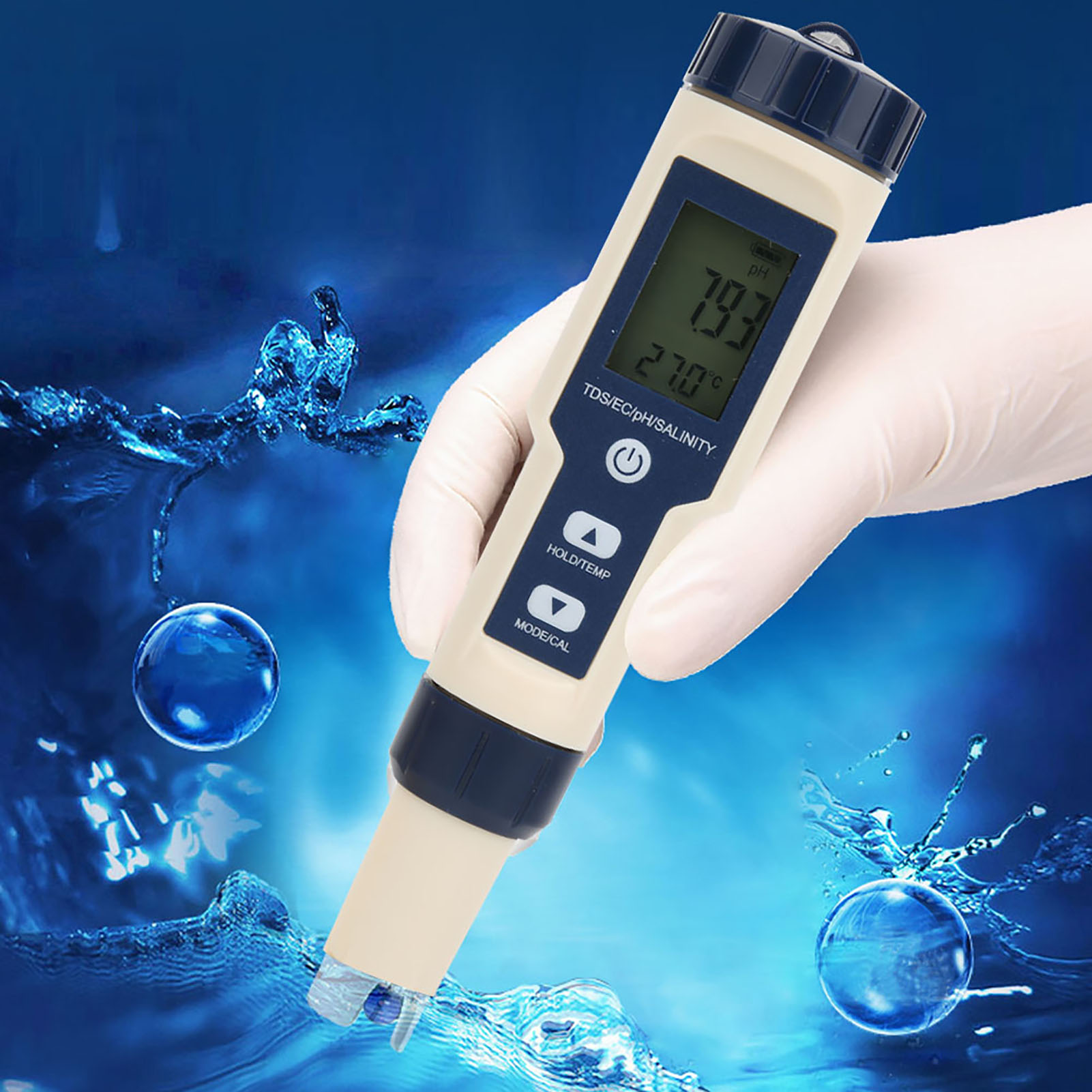 5-in-1 Wasserqualitätstester: Ph-wert, Salzgehalt, Tds, Ec Mit Hintergrundbeleuchtung Ez-9909