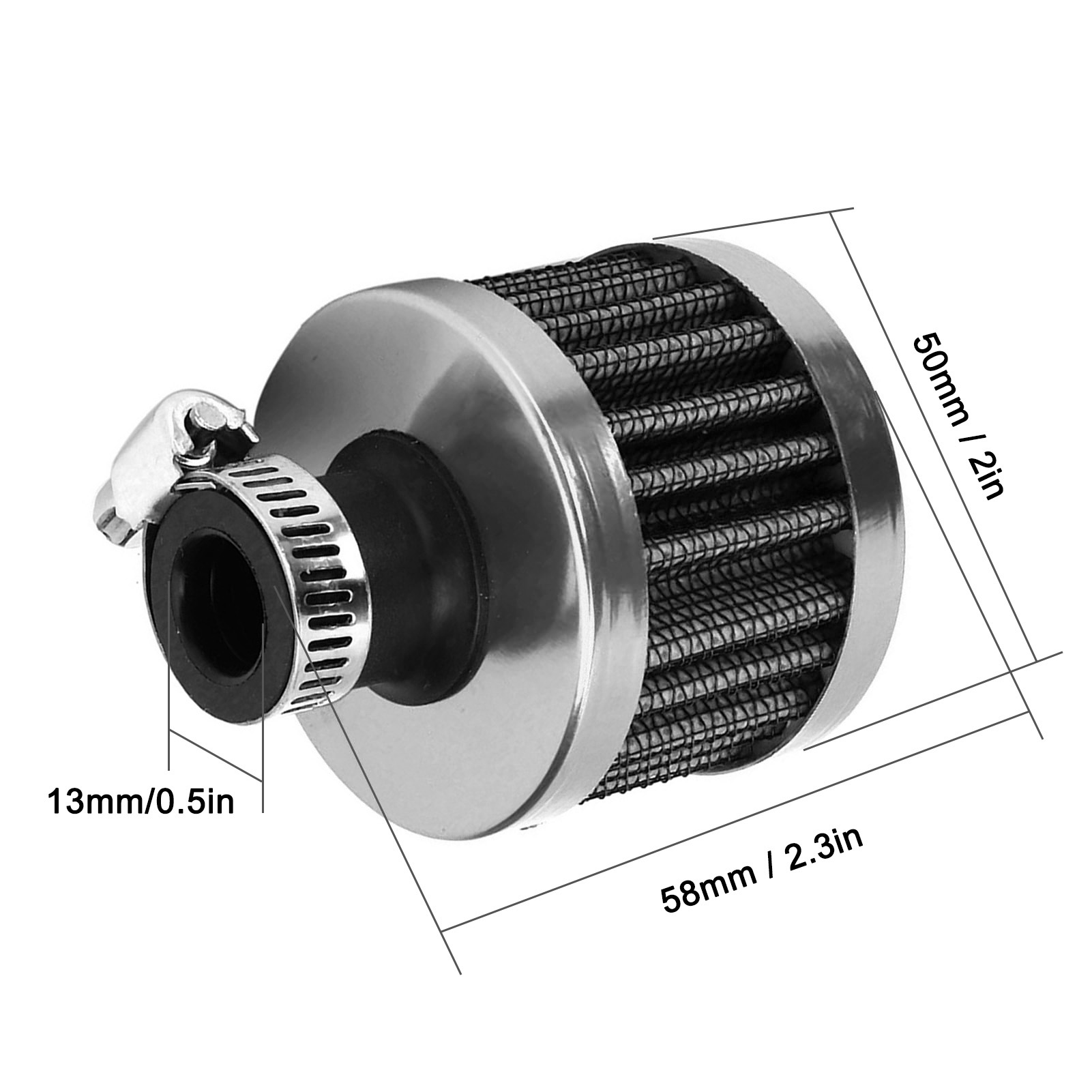 Miniatur-luftfilter (13 Mm) Für Kurbelgehäuse, Universelles Autozubehör, Silber