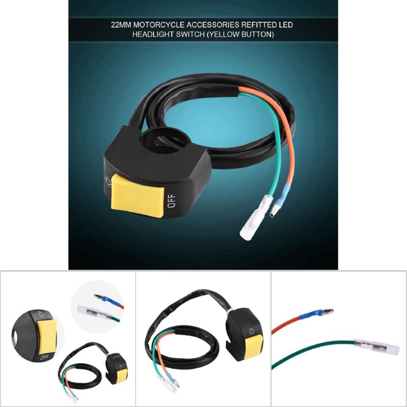 Led-ein-/ausschalter Für Motorradscheinwerfer Mit Gelbem Knopf, 7/8-zoll-lenkerhalterung
