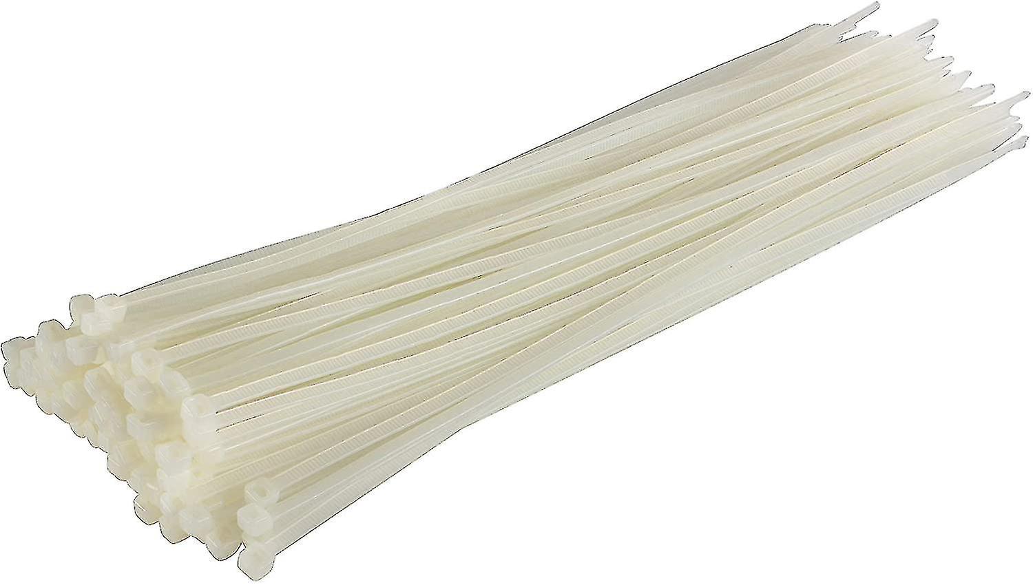 Lange, Robuste Silberne Kabelbinder, 370 Mm X 4,8 Mm, 100er-packung, Aus Hochwertigem Nylon, 300 Mm X 3,6 Mm Reißverschluss, Weiß