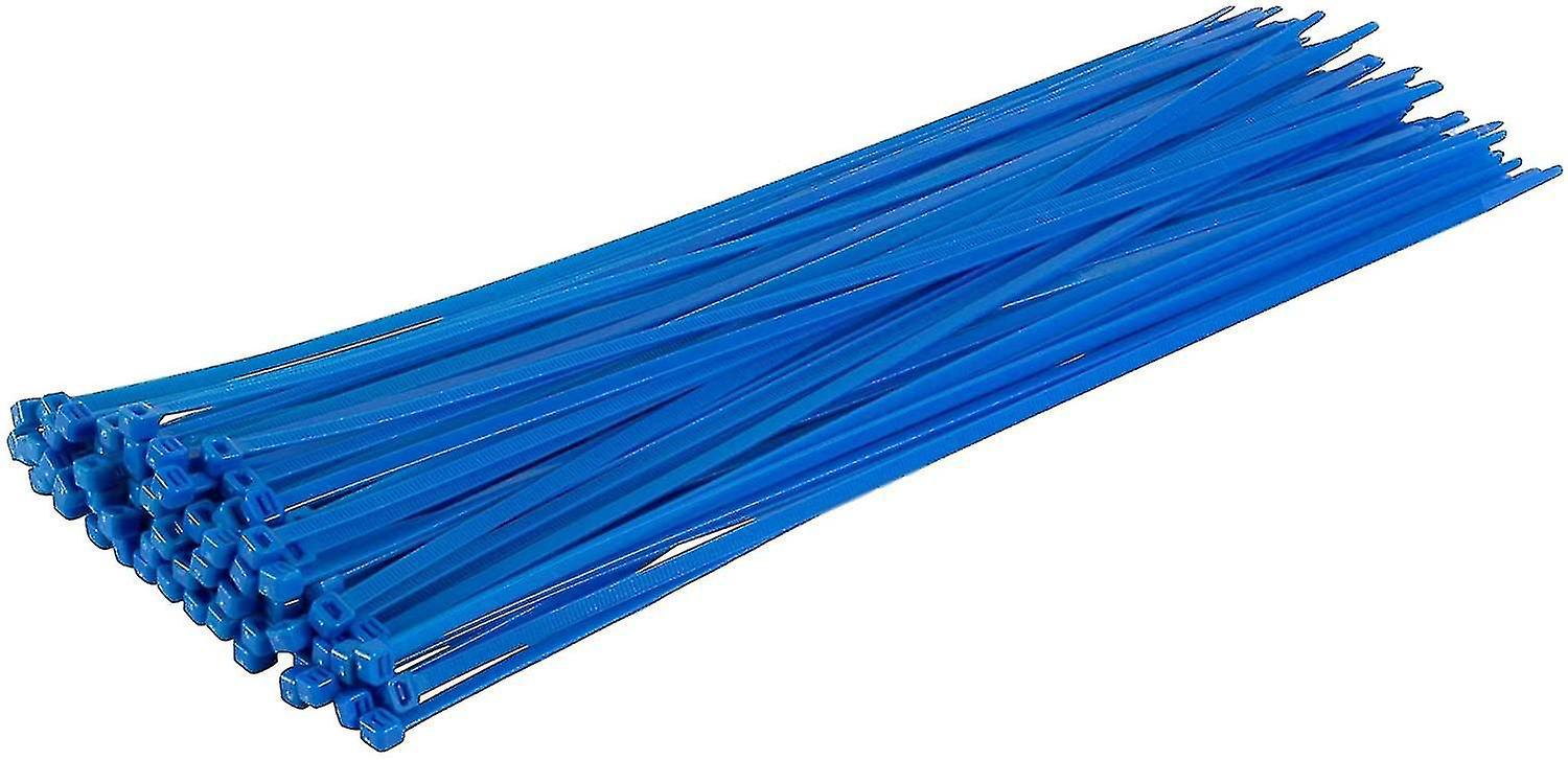 Lange, Robuste Silberne Kabelbinder, 370 Mm X 4,8 Mm, Packung Mit 100 Stück, Aus Hochwertigem Nylon, Blau.