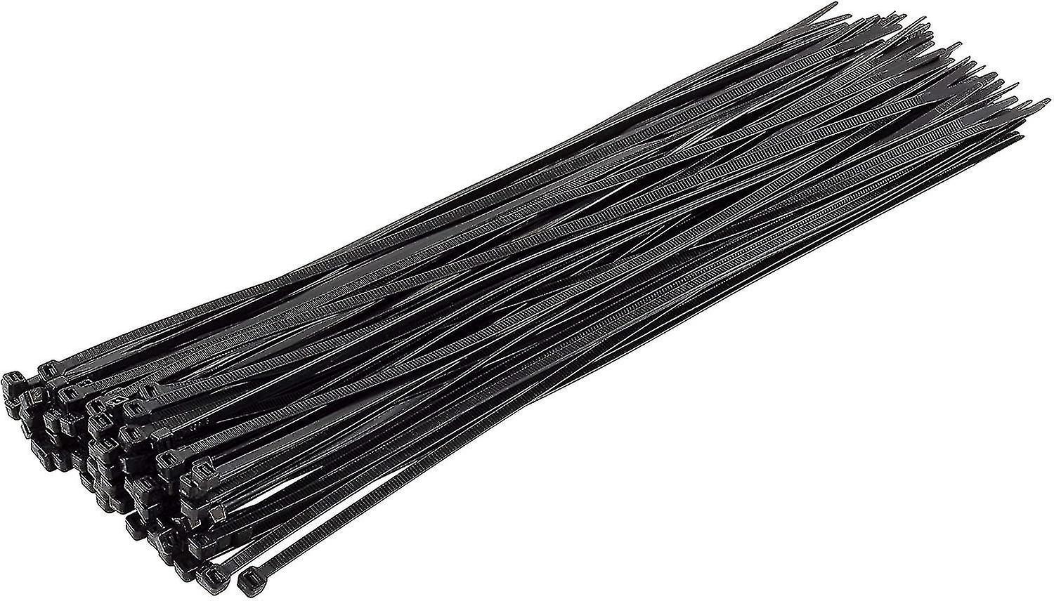 Lange, Robuste Silberne Kabelbinder, 370 Mm X 4,8 Mm, 100er-packung, Aus Hochwertigem Nylon, 370 Mm X 7,6 Mm Reißverschluss, Schwarz